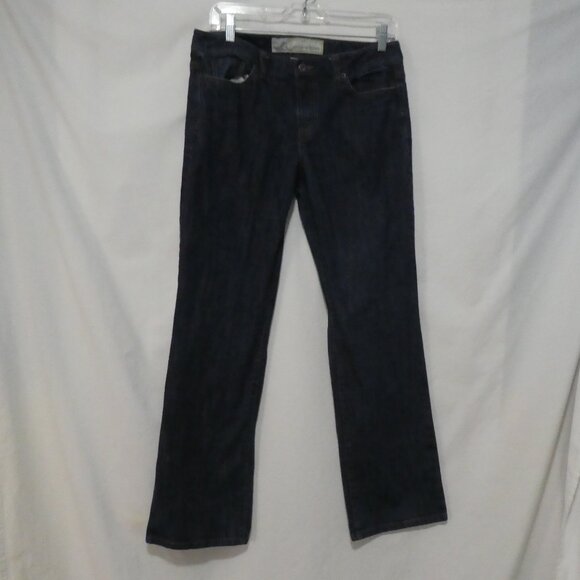 ANN TAYLOR - Loft - Original Boot | size 8 | Classic Dark Wash Blue Denim Jeans - Picture 1 of 16